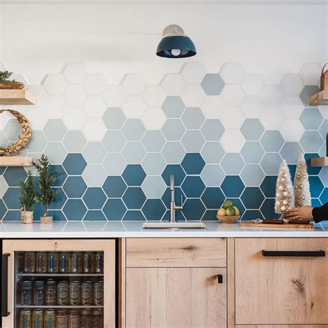 Ombre Hexagon Backsplash Fireclay Tile