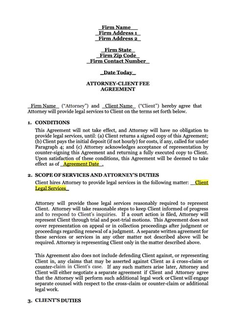 Attorney Retainer Agreement Template