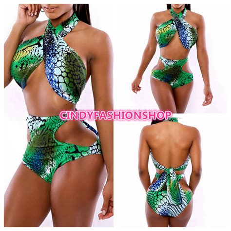New Women Sexy Halter High Waist Bikini Set Bandage Swimwear Monokini Swimsuit Ebay
