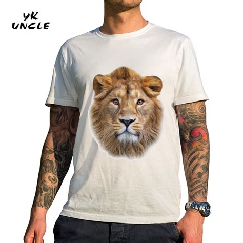 Yk Uncle Brand 2016 Fashion Newest Mens Short Sleeve Lion Head Printed