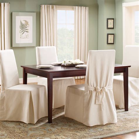 Sure Fit Cotton Duck Long Dining Room Chair Cover In 2021 Slipcovers