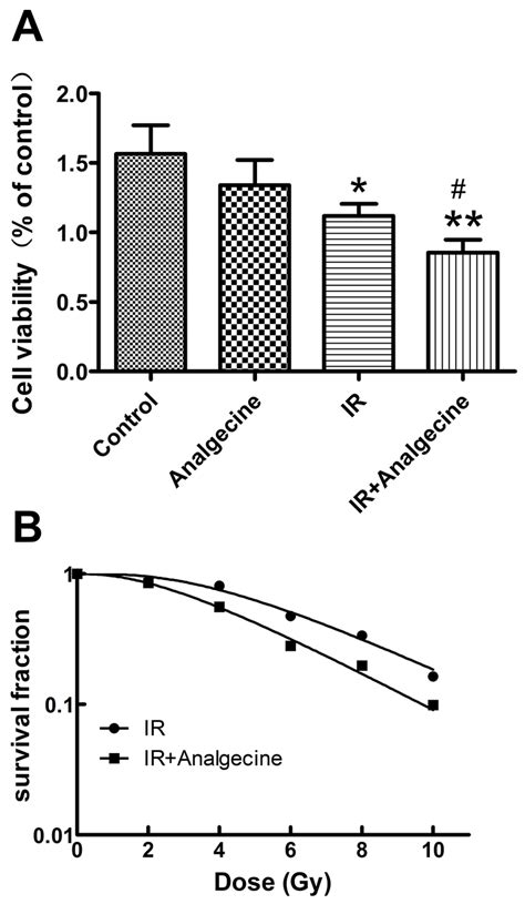 A549 Cells Treated With Analgescine And Ir Have Reduced Viability And