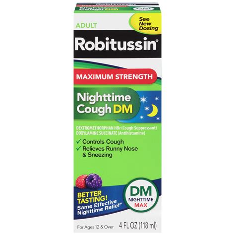 Robitussin Adult Maximum Strength Nighttime Cough Dm Max Liquid 4 Fl