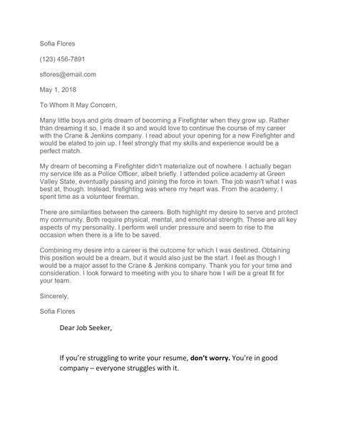 Free Firefighter Cover Letter Template And Example On