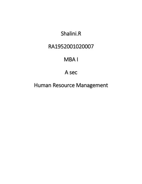 Human Resource Management Case Study Pdf