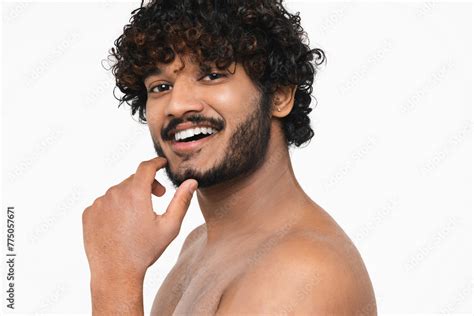 Sexy Hindu Boy Naked Posing On Camera With Toothy Smile Isolated Over
