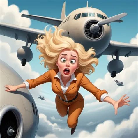 Beautiful Blonde Woman Falling Out Of A Flying Plane