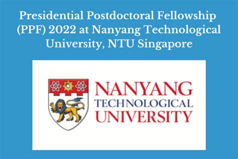 Presidential Postdoctoral Fellowship Ppf 2022 At Nanyang