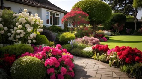 Premium Photo | Cottagestyle front garden with a mix of flowers and shrubs