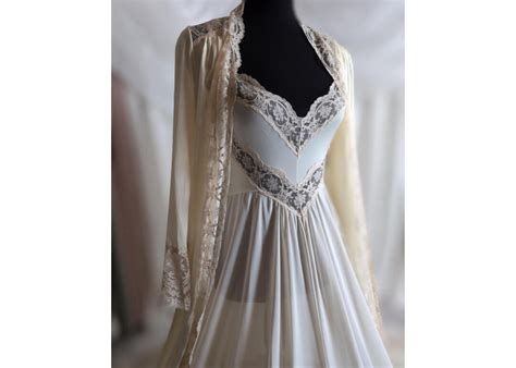 M Olga Nightgown Robe Set Vintage Peignoir Set Bridal Lingerie Wedding Lingerie Set S