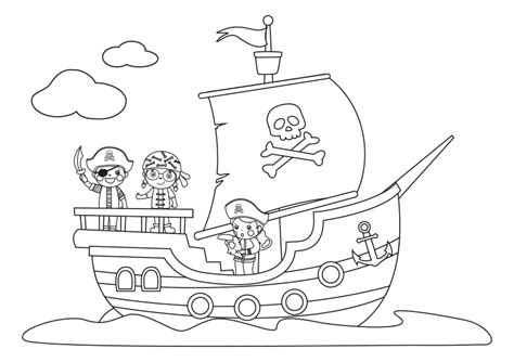 Dibujo Para Colorear De Unos Ni Os Jugando En Un Barco Pirata Dibujos