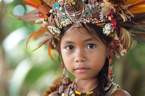 Premium Photo | Indonesia a young woman from the Dayak tribe