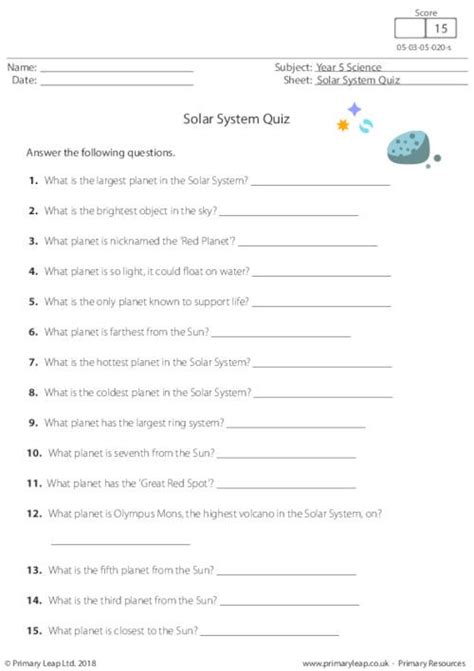 20 Solar System Worksheets 5th Grade Desalas Template