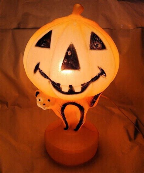 Vintage Halloween Blow Mold Jack O Lantern On Cat Vg 13 5 4559183160