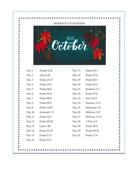 October Pastor's Pen Monthly Bible Verses - Chambersburg Church of the ...