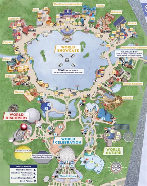 Parkmaps Parkplan Plattegrond Epcot Freizeitpark Welt De