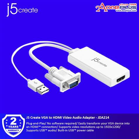 J5 Create VGA To HDMI Video Audio Adapter JDA214