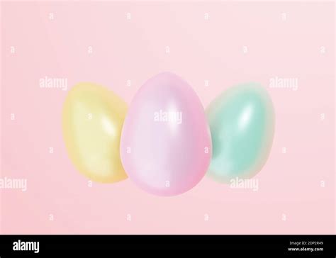 Colored Easter Eggs On Light Pink Background 3d Illustration Stock