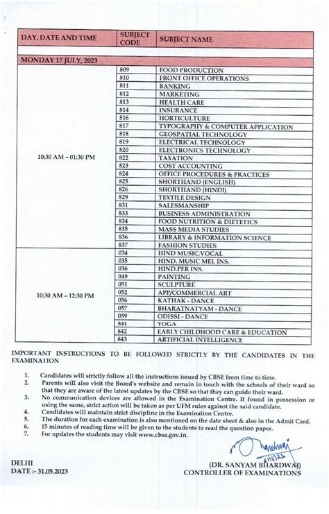 Cbse Class 12 Compartment Date Sheet 2023 Pdf Out Download Here