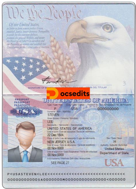 USA Passport PSD Template USA Valuable Driving License ID Card And