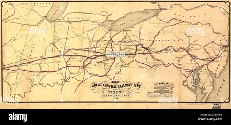 Map of the Great Central Railway Line of the west and connecting lines ...