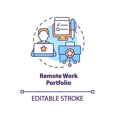 Remote work portfolio concept icon. Job application. Independent contractor. Professional ...