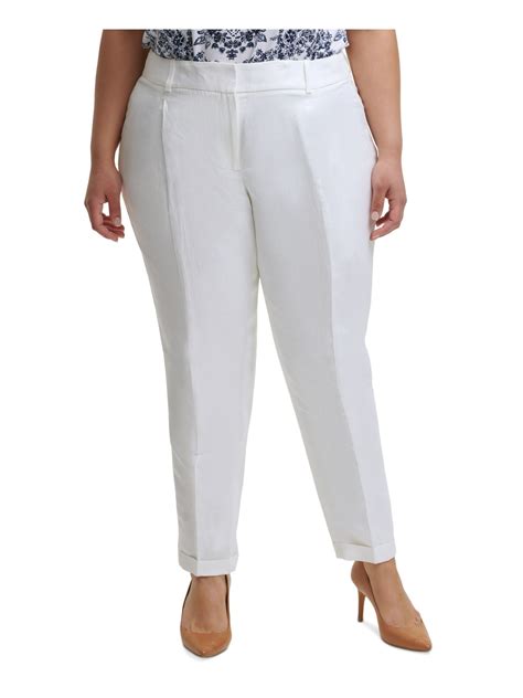 Calvin Klein Womens White Zippered Pocketed Mid Rise Slim Leg Front