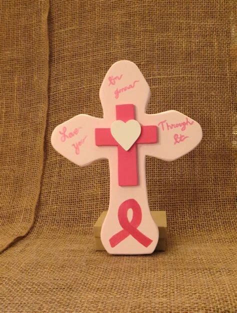 Breast Cancer T Pink Wooden Cross Breast Cancer Ribbon