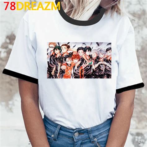 Camiseta De Anime Japonés Haikyuu Karasuno Camiseta De Verano Harajuku Para Hombre Camisetas C