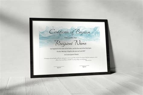 Editable Baptism Certificate Template Printable Minimalist Certificate