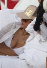 Giada De Laurentiis Wears A White Bikini On The Beach In Miami During South Beach Wine Food