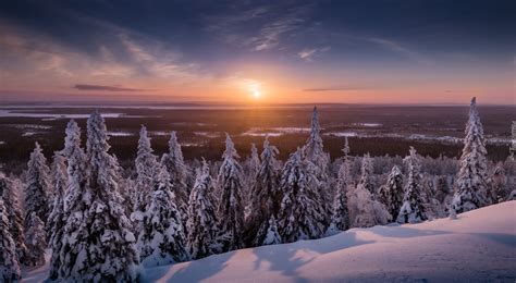 Finlandia Laponia Gmina Posio Park Narodowy Riisitunturi Zima