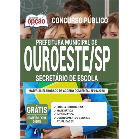 Apostila Pref de Ouroeste sp 2020 Secretário de Escolar Submarino