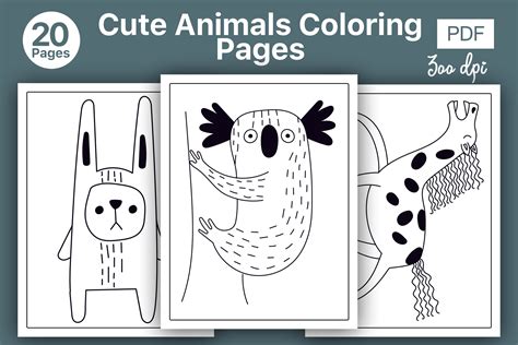 Cute Animals Coloring Book Volume 4 Graphic by Skalling Dygital ...