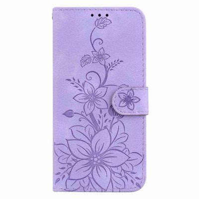 Peněženkové pouzdro Embossing Pattern Lilie fialové Sony Xperia 5 V