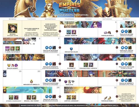 July Calendar Empires And Puzzles Goldi Jehanna