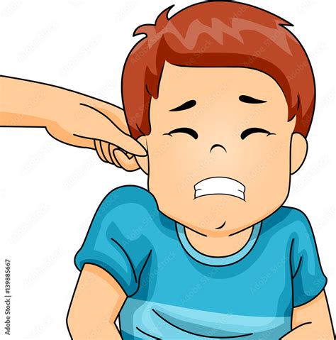 Kid Boy Pinch Ear Wince Stock Vector Adobe Stock