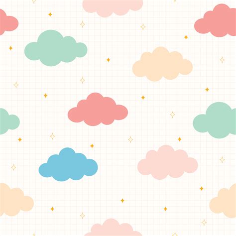 Seamless pattern. Colorful cloud background image Line drawing cute cartoon concept design used ...