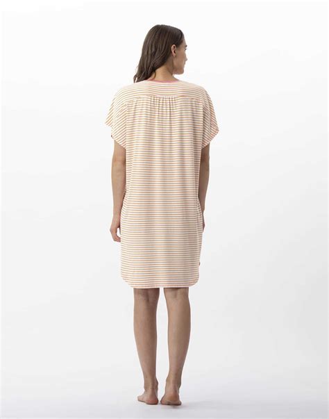 Chemise de nuit rayée en coton et modal FRUTTI 701 mandarine Lingerie le Chat