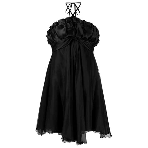 1990s Angelo Vintage Cult Black Silk Layered Dress For Sale At