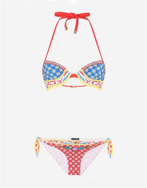 Dolce And Gabbana Carretto Print Bikini Multicolor Editorialist