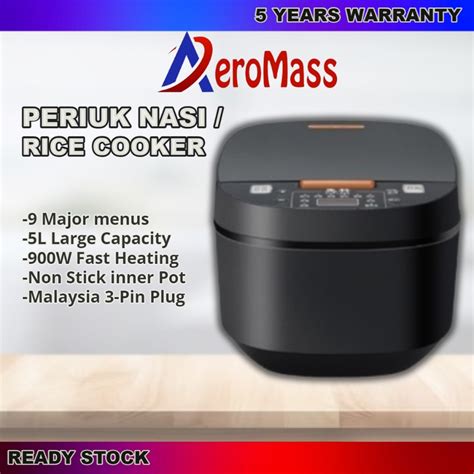 Aeromass Periuk Nasi 5 Litre Electric Rice Cooker Multifunctional Non