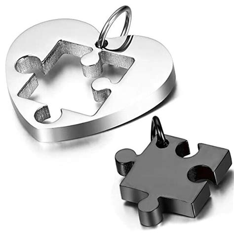 Heart Puzzle Stainless Steel Fashion Couple Necklaces Innovato Design