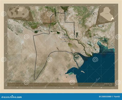 Al Basrah Iraq High Res Satellite Labelled Points Of Cities Stock