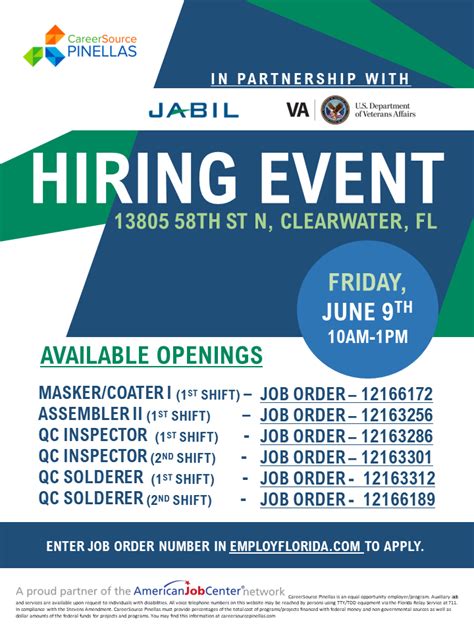 VA & Jabil Hiring Event – CareerSource Hillsborough Pinellas