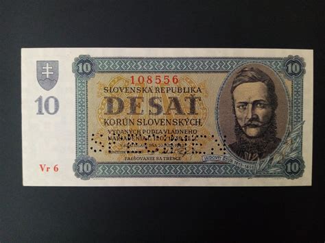 Bankovka 10 Korun Slovensky Stat 1943 UNC Vzacna Serie Vr6 Specimen Aukro