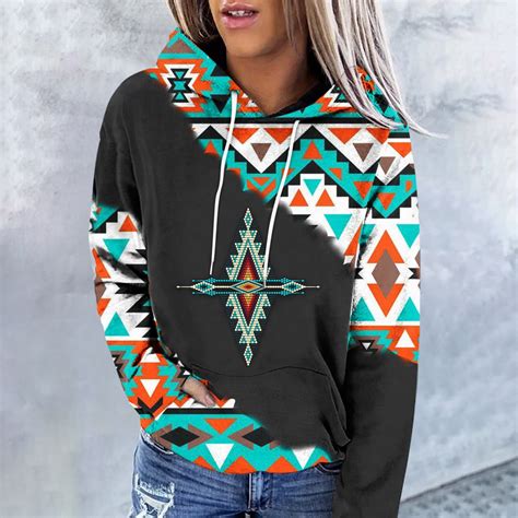 Black And Friday Deals 2023 Womens Western Hoodies Womens Aztec Hoodie