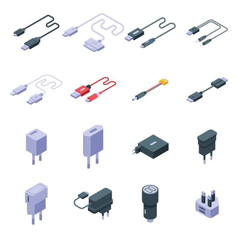 Charger Icons Set Isometric Style 8857265 Vector Art At Vecteezy