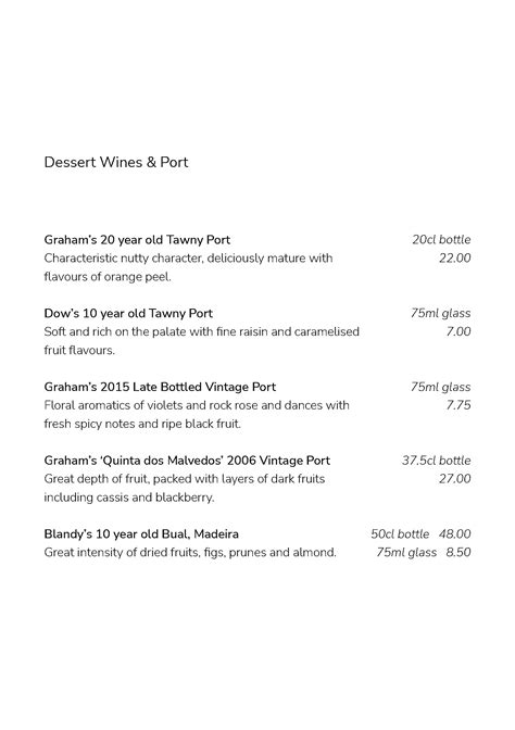 Dessert Menu — The Wharf Teddington