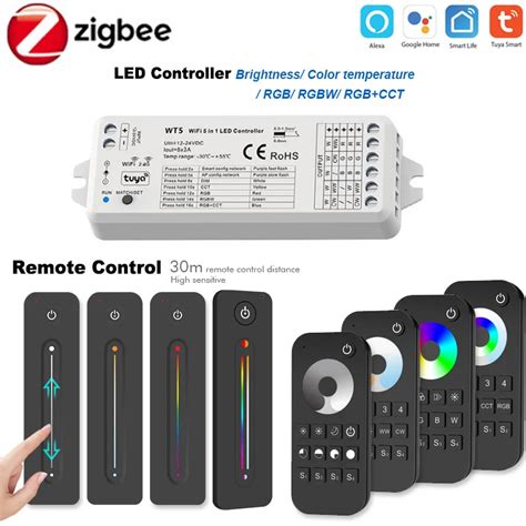 Tuya Zigbee Smart Led Controller Dc12v 24v Dim Rgb Rgbw Rgbww Rgbcw